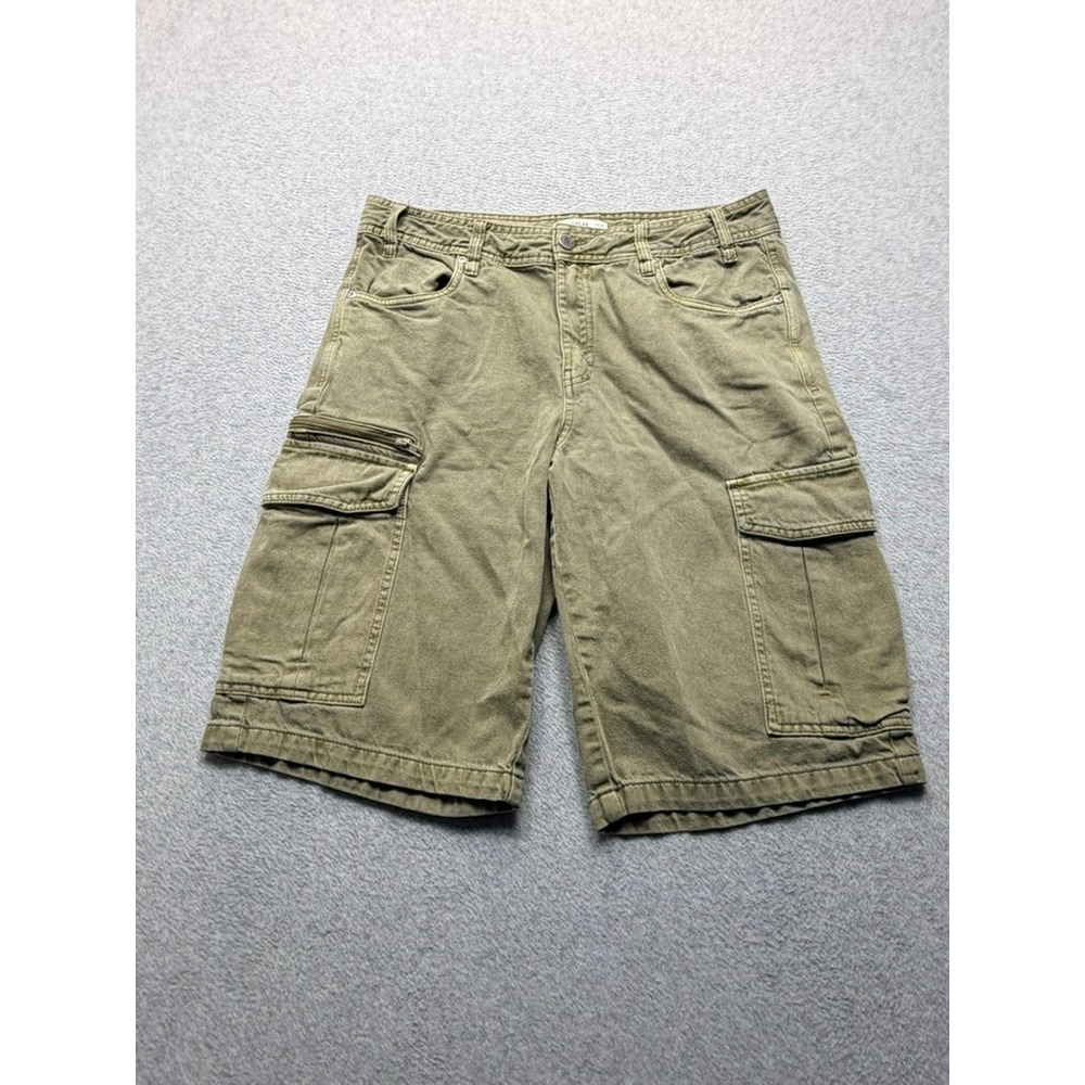Pull&Bear Womens Olive Green Cargo Shorts Utility Pockets Size 6 Waist